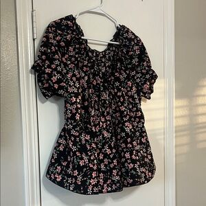 Floral Black and Pink Women's Top